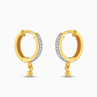 22ct Gold CZ Hoop Earrings with Bead Charm 22ct Gold CZ Hoop Earrings with Bead Charm