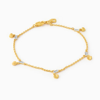 22ct Gold Heart Charm Bracelet with CZ Stones 22ct Gold Heart Charm Bracelet with CZ Stones