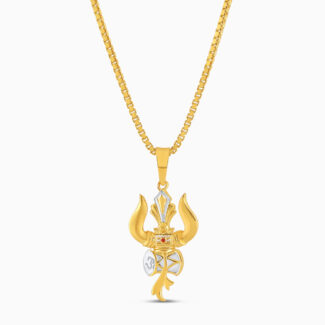 22ct Gold Trishul Pendant with Rhodium