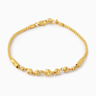 22ct Gold Box Chain Beaded Bracelet 22ct Gold Box Chain Beaded Bracelet