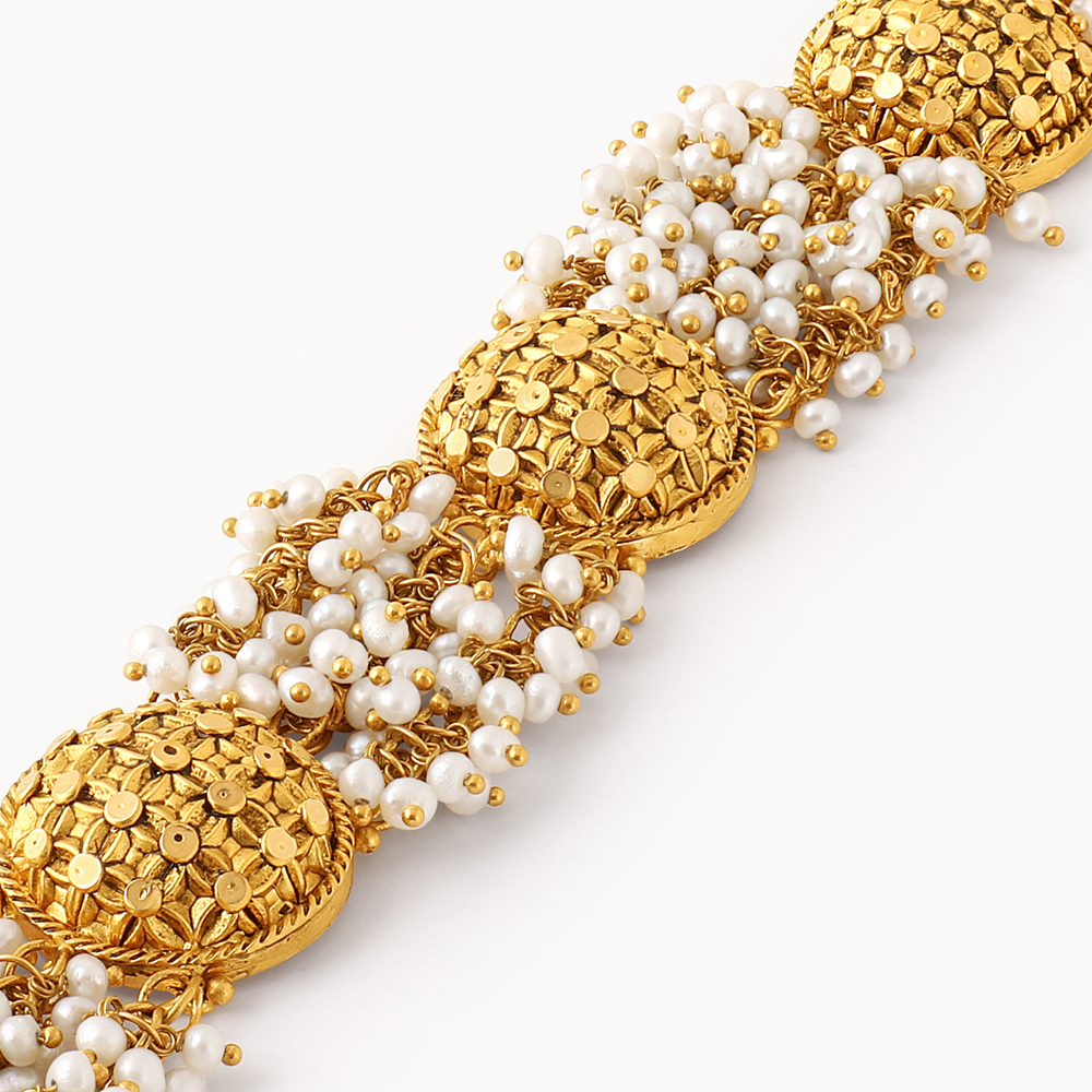 سوار أرماري ذهبي تقليدي عيار 22 قيراط من الذهب واللؤلؤ سوار أرماري ذهبي تقليدي عيار 22 قيراط من الذهب واللؤلؤ