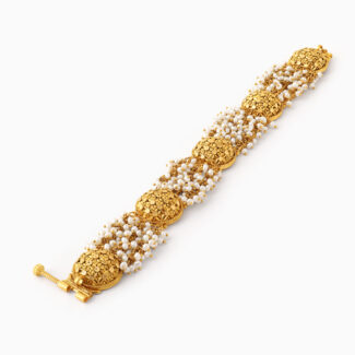 Traditional 22ct Gold Armari Bracelet with Pearls