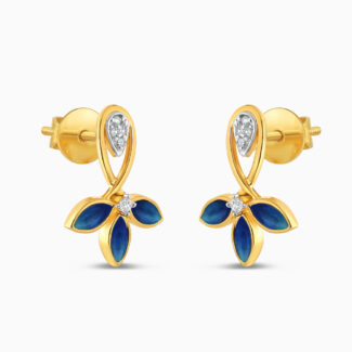 22ct Gold Floral Earrings with CZ and Enamel 22ct Gold Floral Earrings with CZ and Enamel