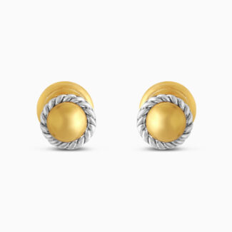 22ct Gold Rhodium-Twist Round Stud Earrings 22ct Gold Rhodium-Twist Round Stud Earrings