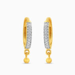 Boncuk Charm ile 22ct Altın CZ Hoop Küpe Boncuk Charm ile 22ct Altın CZ Hoop Küpe