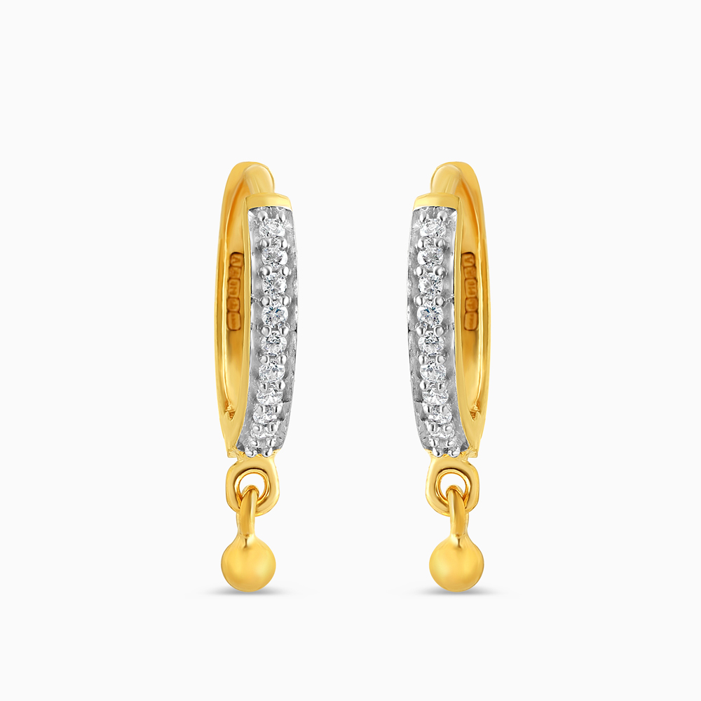 Boncuk Charm ile 22ct Altın CZ Hoop Küpe Boncuk Charm ile 22ct Altın CZ Hoop Küpe