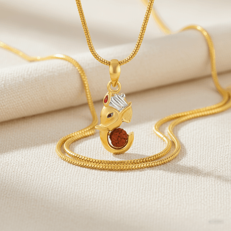 22ct Gold Ganesh Rudraksha Pendant