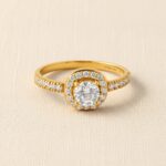 Kadınlar için 22 Ayar Altın Yastık Halo CZ Yüzük Kadınlar için 22 Ayar Altın Yastık Halo CZ Yüzük