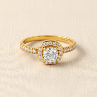 22ct Gold Cushion Halo CZ Ring for Women 22ct Gold Cushion Halo CZ Ring for Women