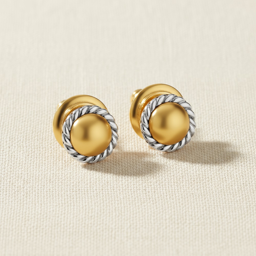 22 Ayar Altın Rodyum Burgulu Yuvarlak Saplama Küpe 22 Ayar Altın Rodyum Burgulu Yuvarlak Saplama Küpe