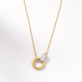 22ct Gold Dual-Tone Circle Pendant Necklace | 18 Inches 22ct Gold Dual-Tone Circle Pendant Necklace | 18 Inches