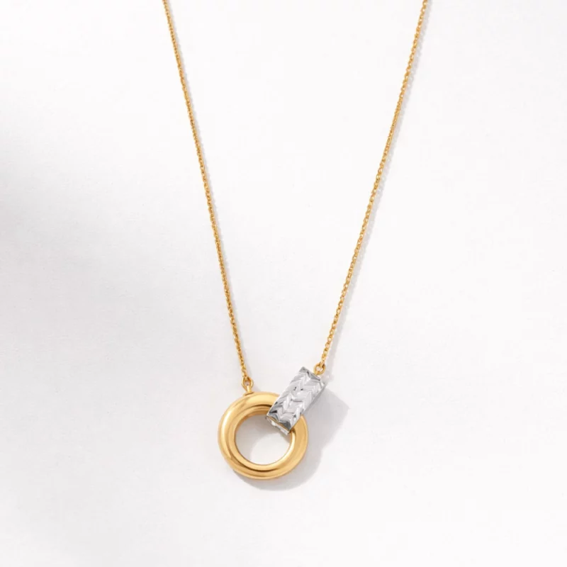 22ct Gold Dual-Tone Circle Pendant Necklace | 18 Inches 22ct Gold Dual-Tone Circle Pendant Necklace | 18 Inches