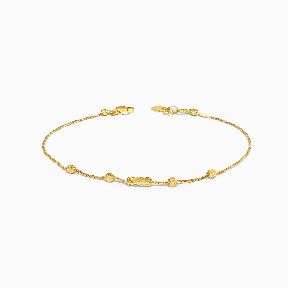 سوار من الذهب عيار 22 قيراط ذهبي خطي خرز خطي سوار من الذهب عيار 22 قيراط ذهبي خطي خرز خطي