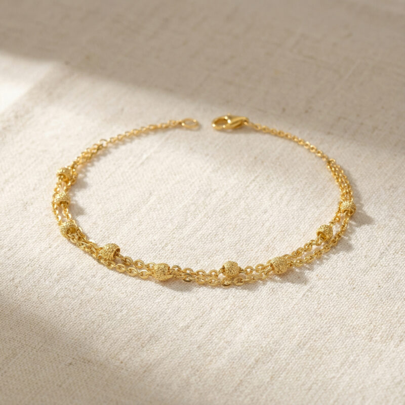 22 Karat Gold-Perlen-Duo-Kettenarmband