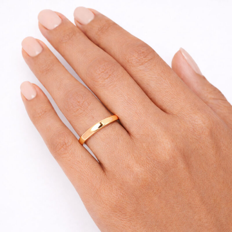 22 Karat Sunrise Gold Minimalistischer Ehering – 2 mm