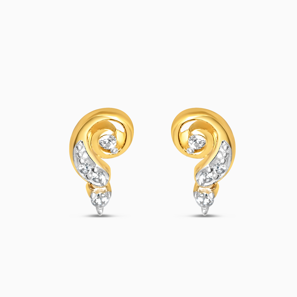 حلق ذهبي لامع عيار 22 قيراط من الذهب المرصع بحبّات CZ حلق ذهبي لامع عيار 22 قيراط من الذهب المرصع بحبّات CZ