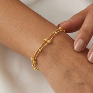 22ct Gold Beaded Duo Chain Bracelet