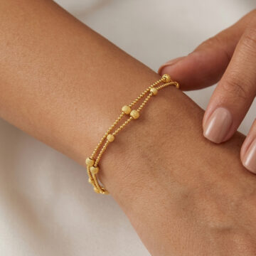 22 Karat Gold-Perlen-Duo-Kettenarmband