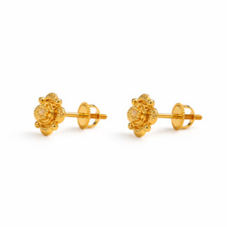 22ct Gold Mini Floral Stud Earrings