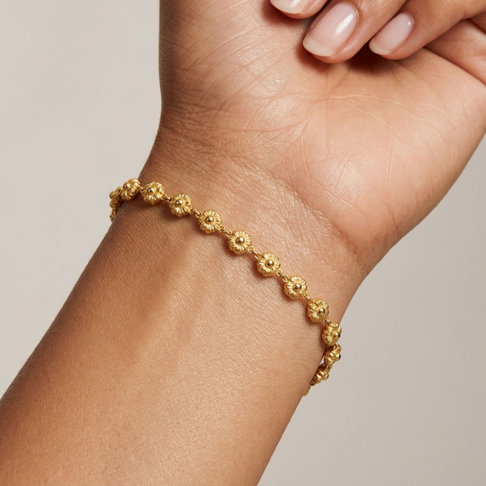22ct Sunrise Gold Floral Chain Bracelet