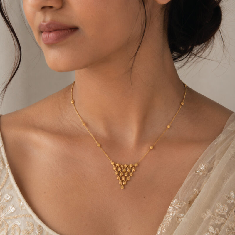 22ct Sunrise Gold Triangle Rosette Necklace