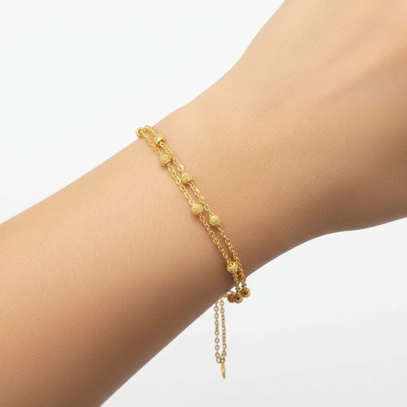 22 Karat Gold-Perlen-Duo-Kettenarmband