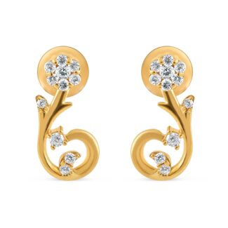 22ct Gold Floral Swirl CZ Stud Earrings 22ct Gold Floral Swirl CZ Stud Earrings
