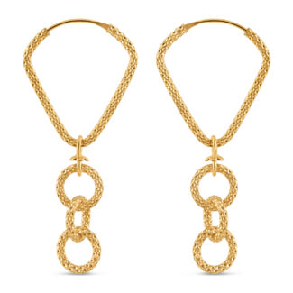 22ct Gold Textured Fancy Hoop Bali Earrings