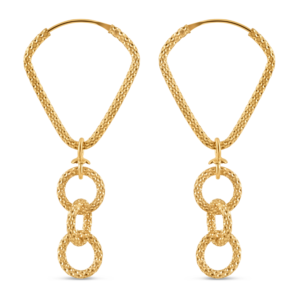 22 Ayar Altın Dokulu Fantezi Halka Bali Küpe 22 Ayar Altın Dokulu Fantezi Halka Bali Küpe