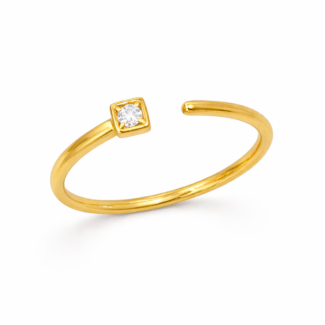 22ct Gold Solitaire CZ Open Ring | Size N