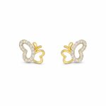 22ct Gold CZ Butterfly Stud Earrings