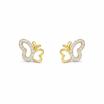 22ct Gold CZ Butterfly Stud Earrings