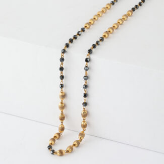 22ct Gold Tulsi Mala with Black Beads