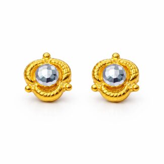 22ct Gold Rhodium Centre Flower Studs 22ct Gold Rhodium Centre Flower Studs