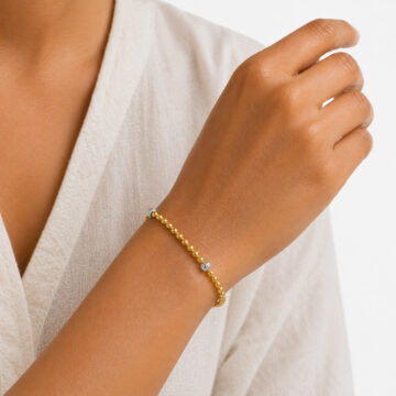 22 Karat Gold Armband für den täglichen Gebrauch mit Rhodiumperle