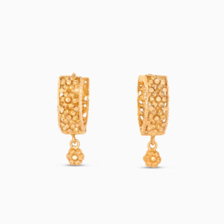 22ct Gold Rosettes Creole Hoop Earrings