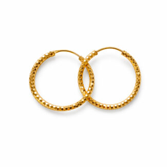 22ct Gold Small Faceted Hoop Earrings