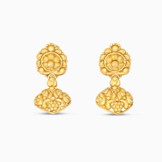 Rosettes Floral Dome 22ct Gold Jhumka Earring