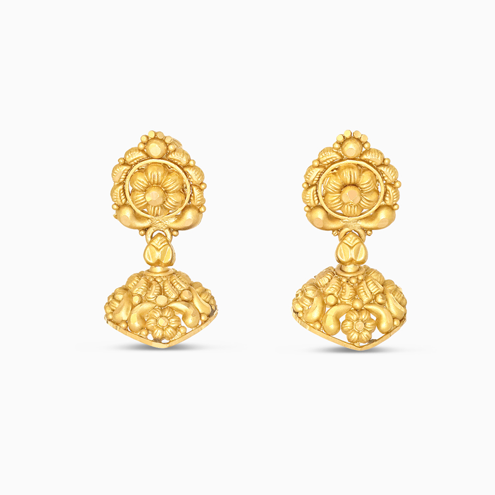 Rosettes Floral Dome 22ct Gold Jhumka Earring Rosettes Floral Dome 22ct Gold Jhumka Earring