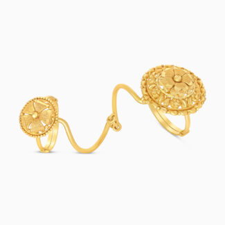 Rosettes 22ct Gold Floral Twin Ring
