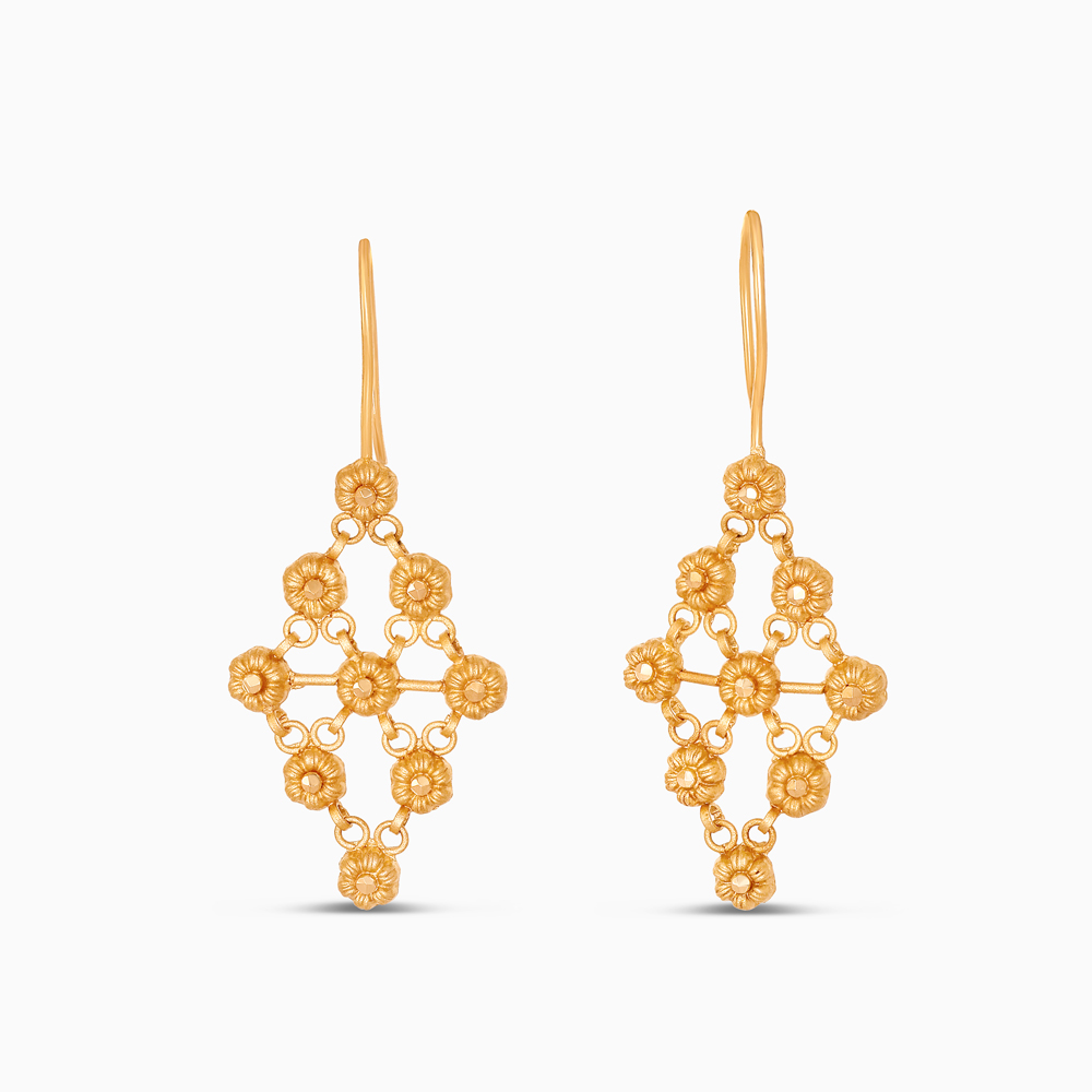22ct Sunrise Gold Rosettes Lattice Drop Earrings 22ct Sunrise Gold Rosettes Lattice Drop Earrings