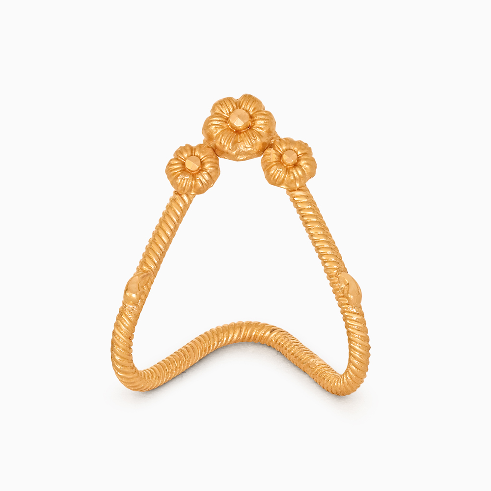 22ct Gold Chevron Twist Ring with Rosette Flower 22ct Gold Chevron Twist Ring with Rosette Flower