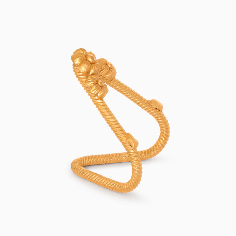22ct Gold Chevron Twist Ring with Rosette Flower