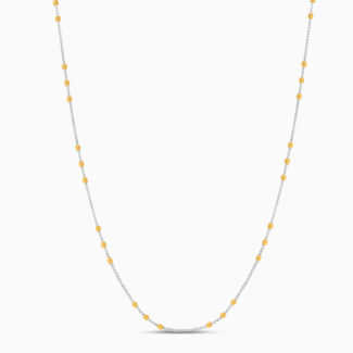 22ct Gold Rhodium Plated Box Chain with Beads – 18 Inch