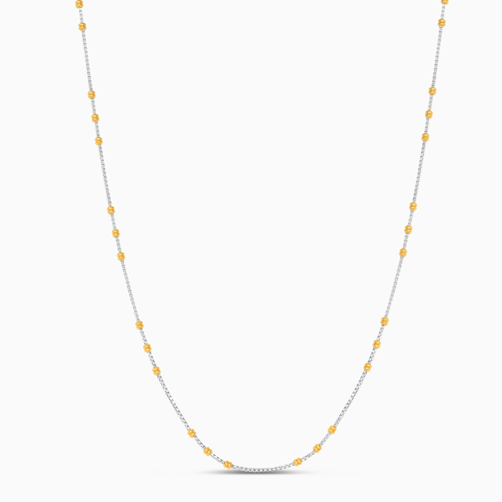 سلسلة صندوقية مطلية بالروديوم ذهب عيار 22 قيراط مع خرز - 18 بوصة سلسلة صندوقية مطلية بالروديوم ذهب عيار 22 قيراط مع خرز - 18 بوصة