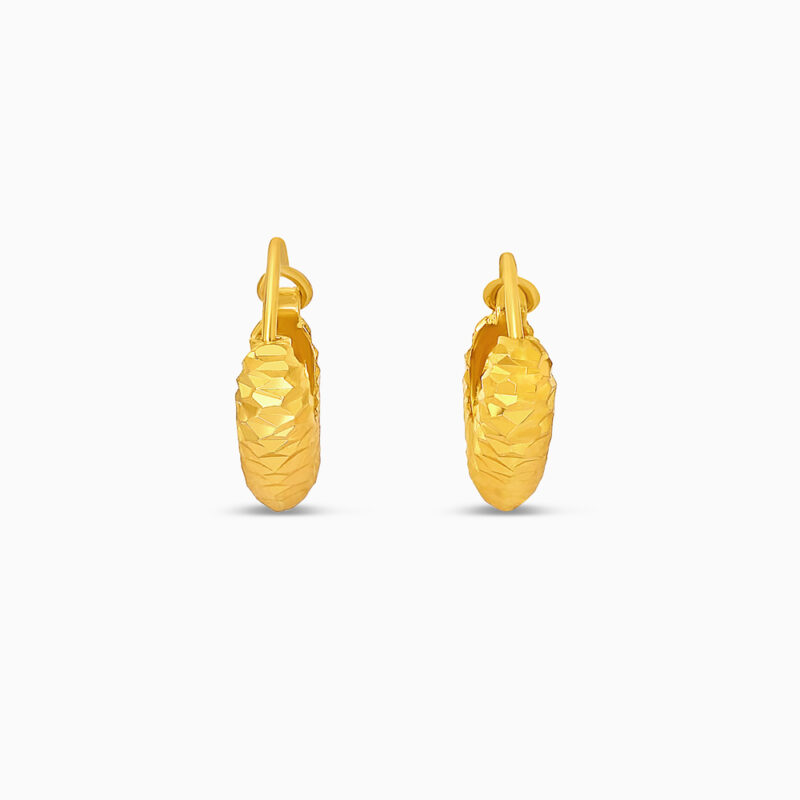 22ct Gold Patterned Hoop Earrings