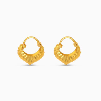 22ct Gold Patterned Hoop Earrings