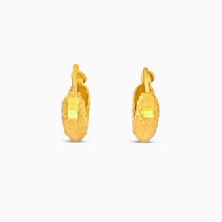 22ct Gold Textured Basket Hoop Earrings