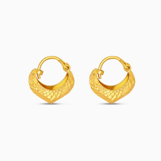 22ct Gold Textured Basket Hoop Earrings