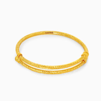 22ct Gold Adjustable Baby Bangle with Slash Texture
